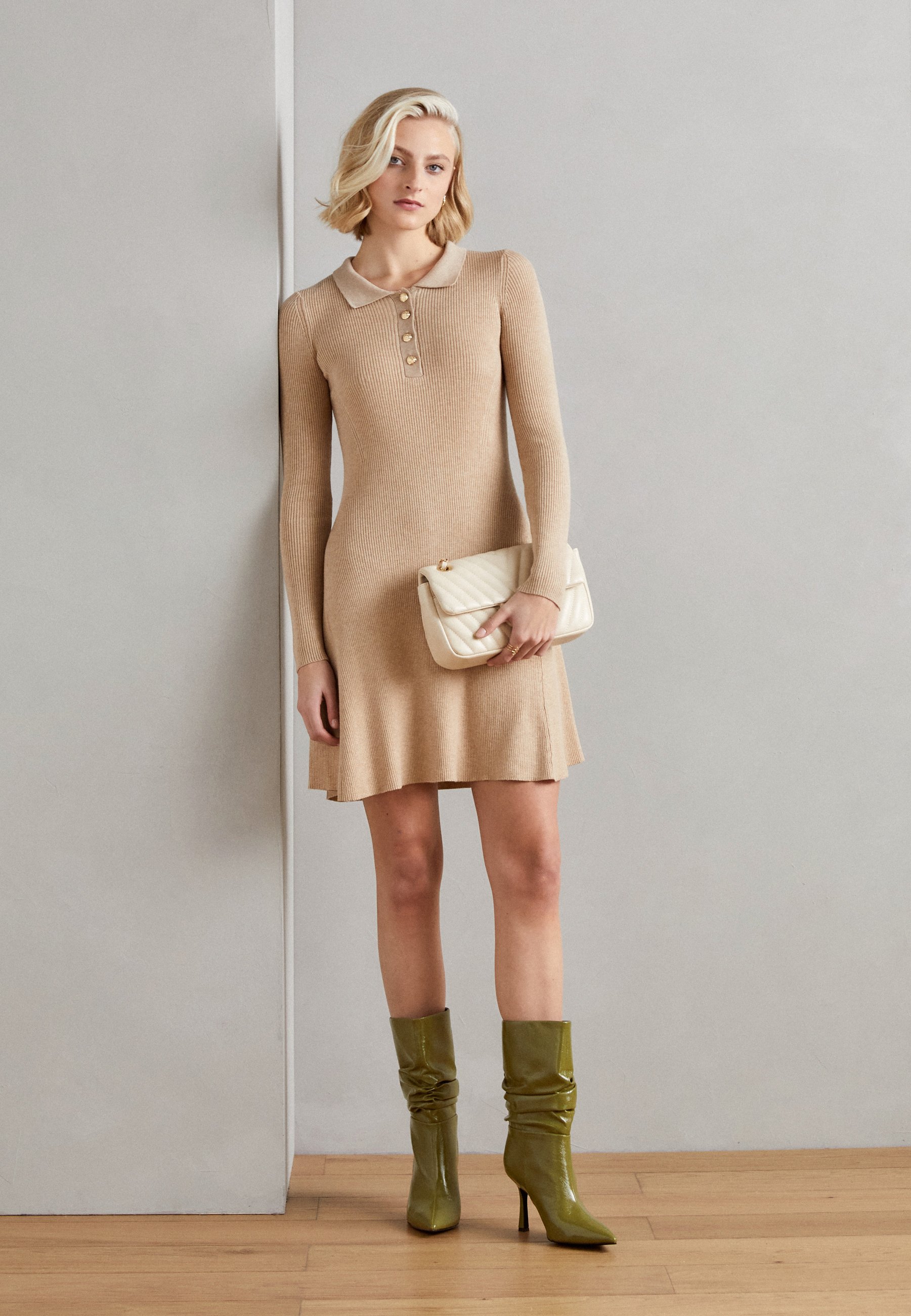 ONLY Onlwinner S/L Maxi Dress Noos Ptm: Abito Lungo Beige, Maniche 3/4, Vestibilità Dritta (Taglia 50)