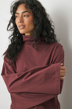 NA-KD FUNNEL NECK HEAVY - Majica z dolgimi rokavi - red