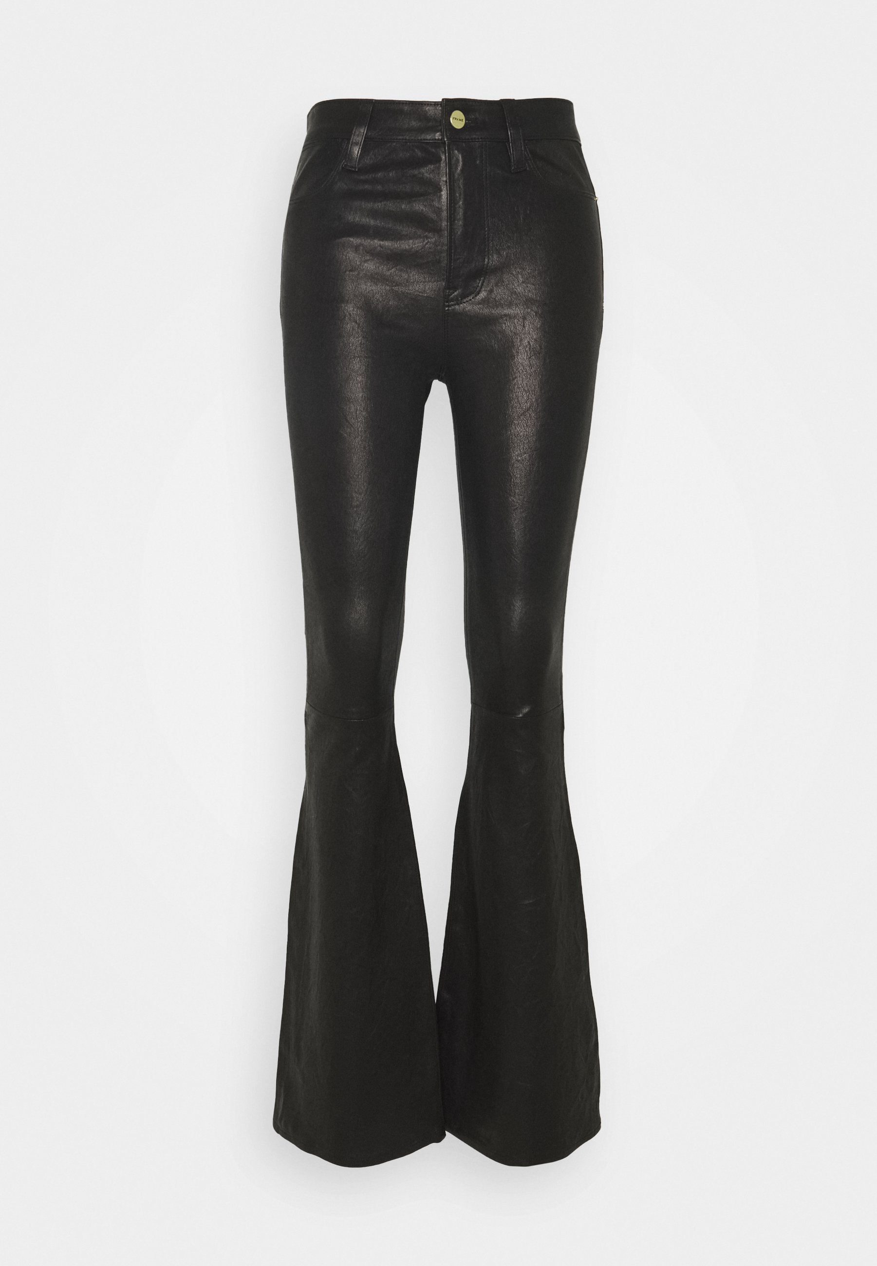 Frame Denim HIGH FLARE - Leren broek - noir/Zwart - Zalando.nl