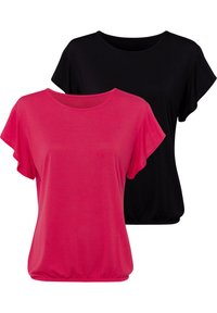 LASCANA 2 PACK - Marškinėliai su spaudiniu - rot/schwarz