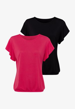 LASCANA 2 PACK - Print T-shirt - rot/schwarz