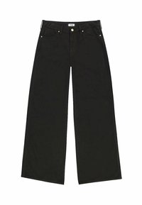 Sorte vidde jeans lavet af denim, med høj talje, forlommer og kontrasterende guldtonet hardware. Ren, lige pasform.