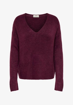 JDY, JDYELANORA L/S V-NECK PULLO. KNT NOOS - Jersey de punto - windsor wine