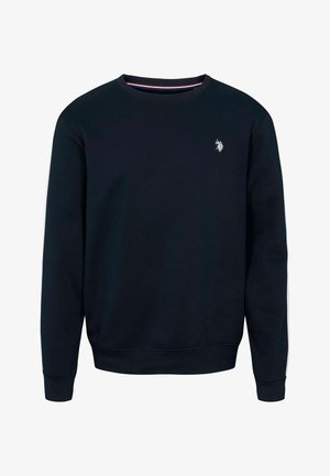 Marineblaues Sweatshirt aus Baumwollmischung, mit Rundhalsausschnitt, langen Ärmeln und kleinem Logo auf der linken Brust.