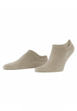 Beige ankle socks made of soft fabric, featuring a smooth texture, low-cut design, and a rounded toe for a comfortable fit.