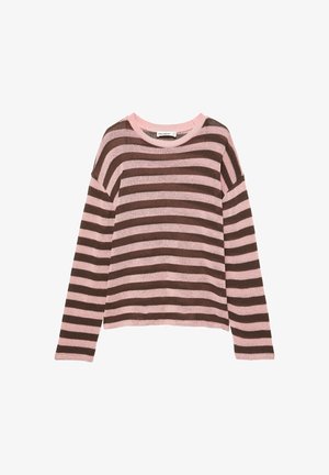 PULL&BEAR, STRIPED KNITTED - T-SHIRT - Pullover - pink brown