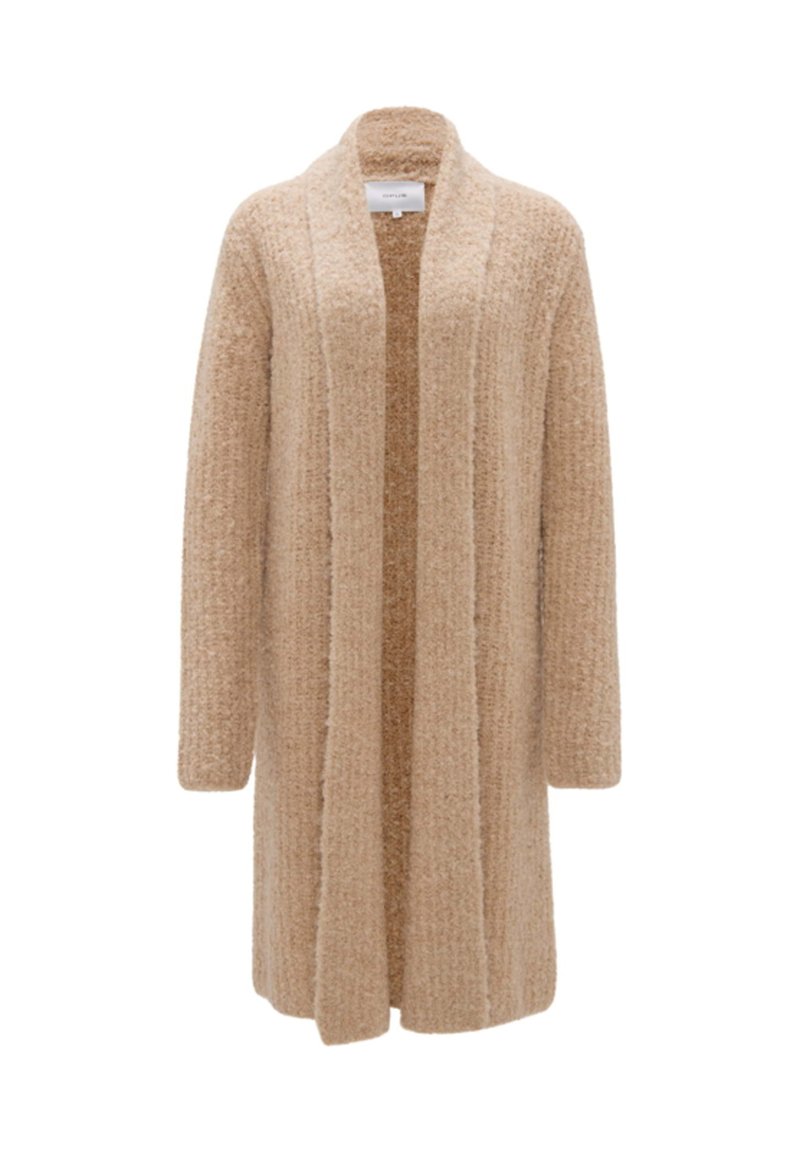 Kapuze Long Cardigan Damen Strickjacke Grau Meliert OPUS DULINA