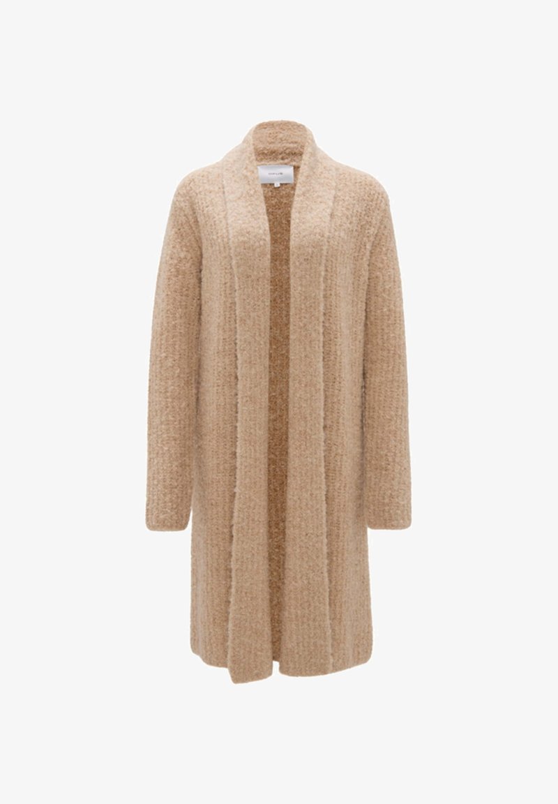 Kapuze Long Cardigan Damen Strickjacke Grau Meliert OPUS DULINA