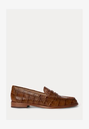 Lauren Ralph Lauren, WYNNIE CROCODILE-EMBOSSED LEATHER LOAFER - Belebújós cipők - tobacco