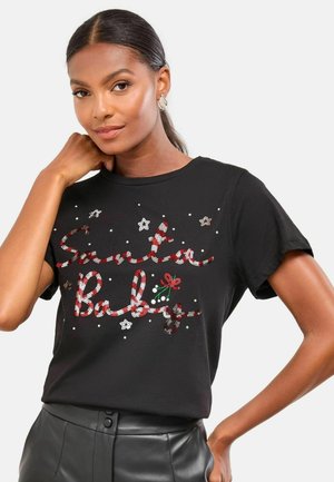 REGULAR FIT - CREW NECK - Tričko s potlačou - black