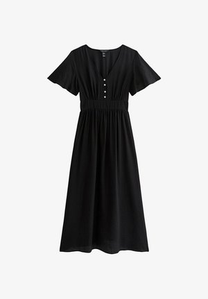 New Look, CRINKLE TEXTURE FRILL SLEEVE V NECK MIDI DRESS - Blousejurk - black