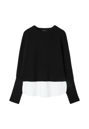 Stradivarius, MIXED-FABRIC BATWING KNIT JUMPER - Svetrík - black