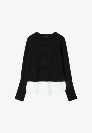 Stradivarius, MIXED-FABRIC BATWING KNIT JUMPER - Svetrík - black