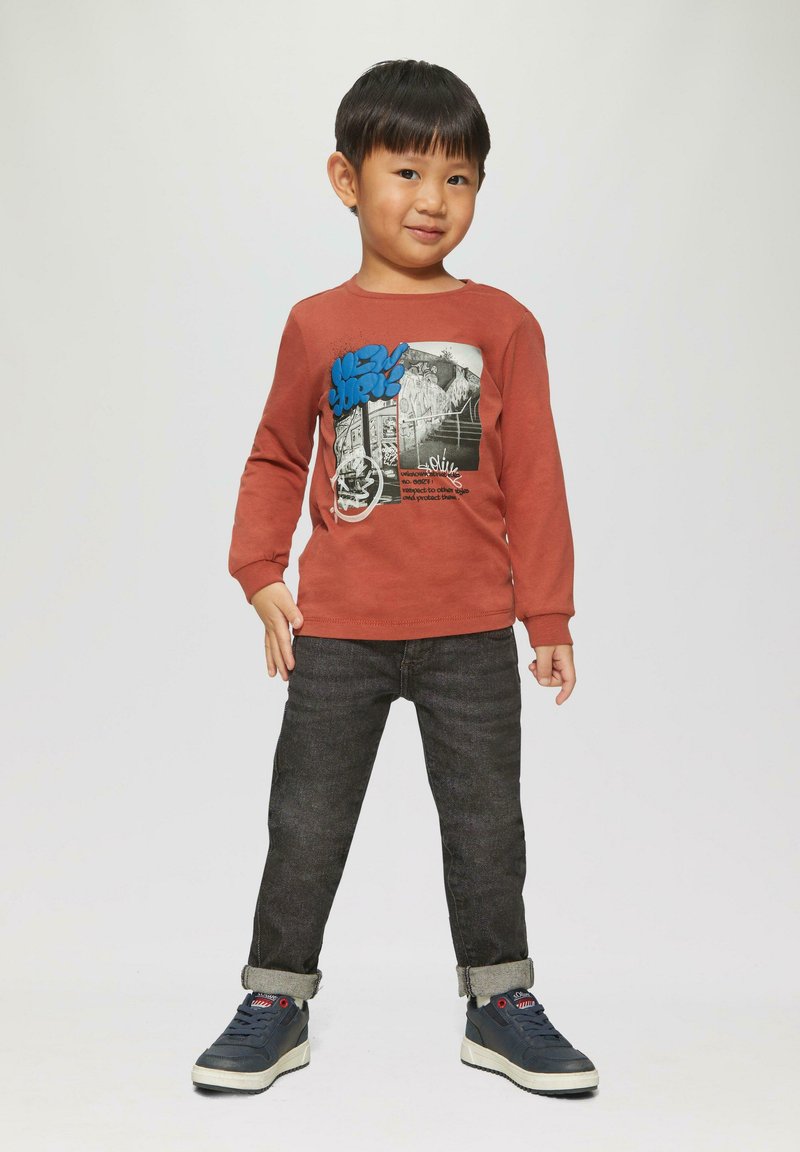 s.Oliver WEICHES MIT FRONTPRINT - Longsleeve - rubinrot