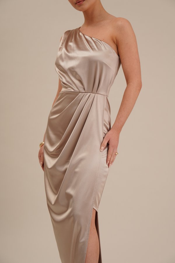MINAH ONE SHOULDER MAXI DRESS - Jersey dress - champagne4