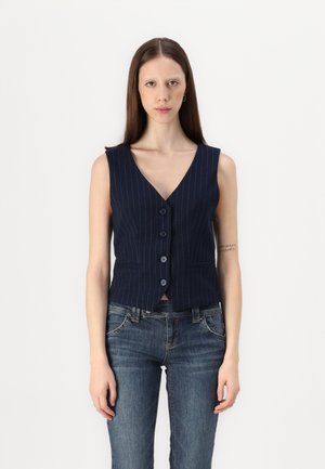 Longer-Length Button-Through Vest - Liemenė - blue