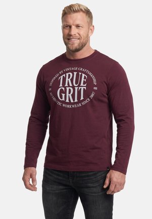 Men Plus, LANGARMSHIRT, RUNDHALS, RÜCKEN PRINT, BIS 8 XL - Long sleeved top - plum