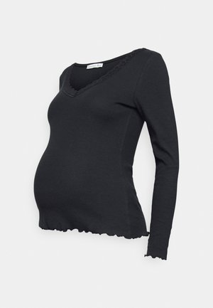 Anna Field MAMA MATERNITY RIBBED LONGSLEEVE LACE - T-shirt à manches longues - black