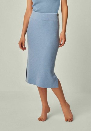 ERIKA - MERINO SKIRT IN RIB KNIT - Pencil skirt - himmelblau
