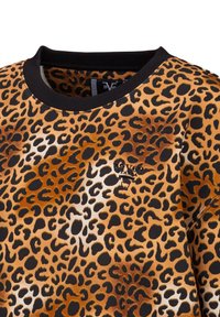 Sweater met luipaardprint, voorzien van een ronde hals, zwarte ribgebreide kraag en een klein reliëf logo op de borst. Gemaakt van zachte stof.
