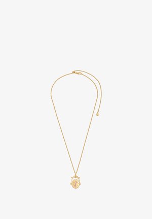 Kullatud kettkaelakee ovaalse ripatsiga. Ripatsil on tekstuuriga pind, väikesed dekoratiivsed elemendid ja peenliist.