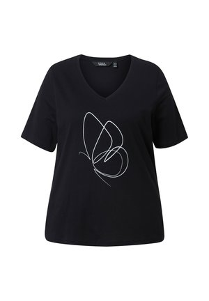 Ulla Popken SINGLE LINE ANIMAL SHORT SLEEVE GRAPHIC - Print T-shirt - black