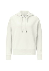 Witte hooded sweatshirt met een comfortabele pasvorm, geribbelde manchetten en zoom, met trekkoorden en een zachte textuur.