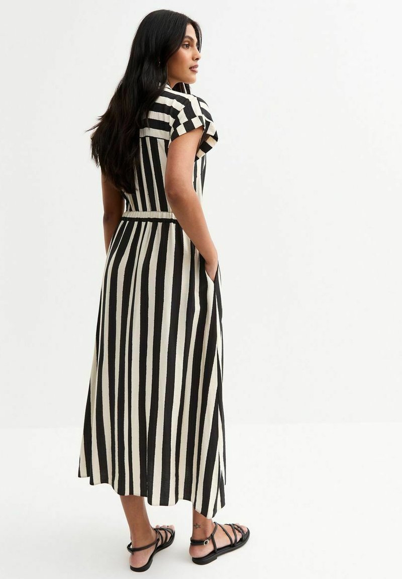 new look striped shirt dress Green Stripe Print Tie Front Shirt Dress