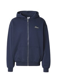 Karl Kani SCRIPT EMBLEM HOODIE - Športna jopa s kapuco na zadrgo - dark blue