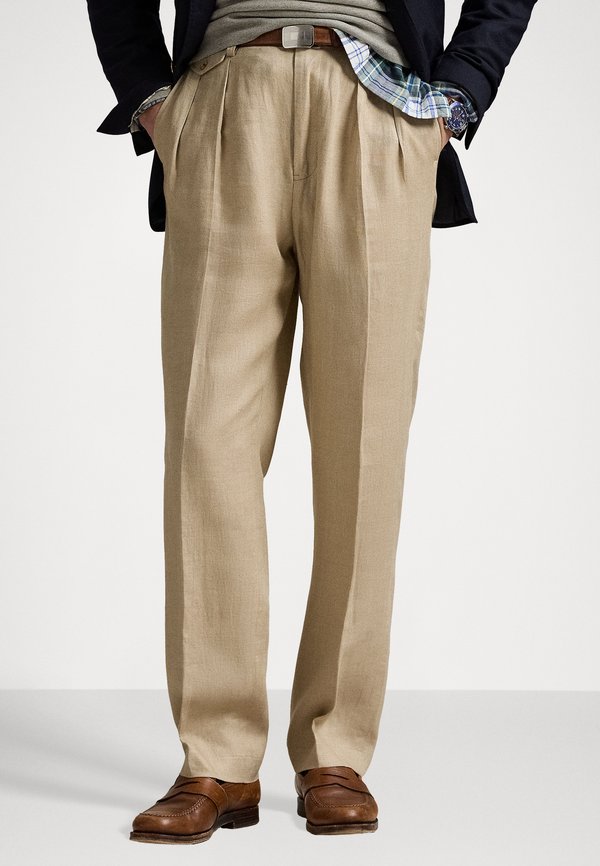 Whitman Relaxed Fit Herringbone Trouser - Trousers - beige