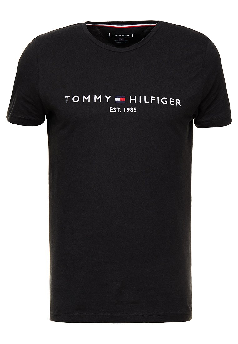 Tommy Hilfiger Logo Tee Print T Shirt Black Zalando De