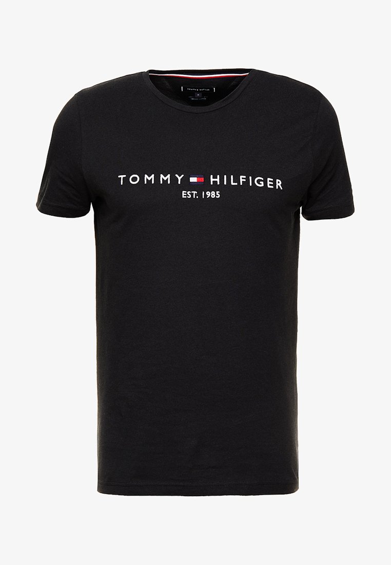 Tommy Hilfiger Logo Tee Print T Shirt Black Zalando De