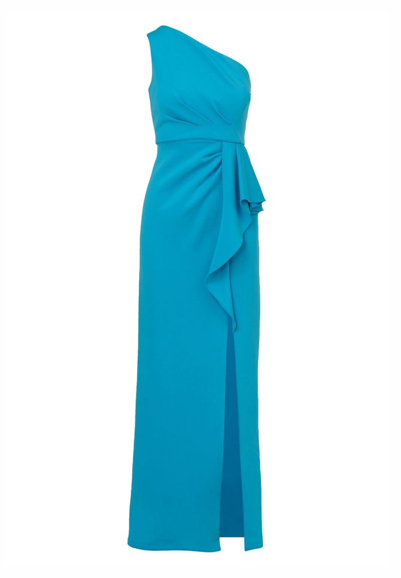 adrianna papell one shoulder dress blue Adrianna Papell One Shoulder Sleeveless Beaded Mesh Midi Dress, Womens, 10, French Blue