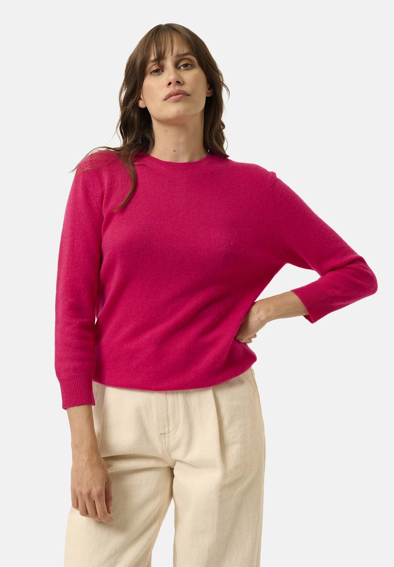 Sweater Maglione Cashmere Fucsia Just Cashmere COL ROND DOS