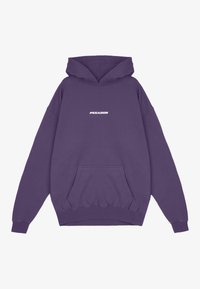 Felpa viola realizzata in tessuto morbido, con tasca frontale e cappuccio regolabile. Logo "PEGADOR" stampato in bianco sulla parte anteriore.