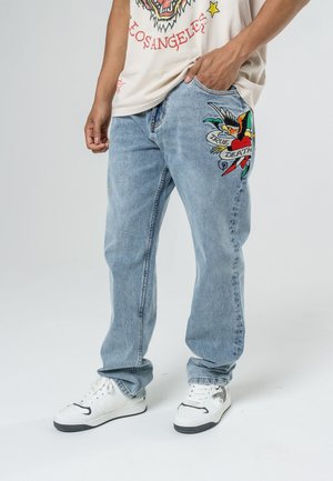 TRUE TIL DEATH TATTOO - Straight leg jeans - light blue