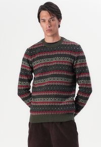Barbour EASDALE FAIR ISLE CREW NECK SWEATER - Pulóver - khaki