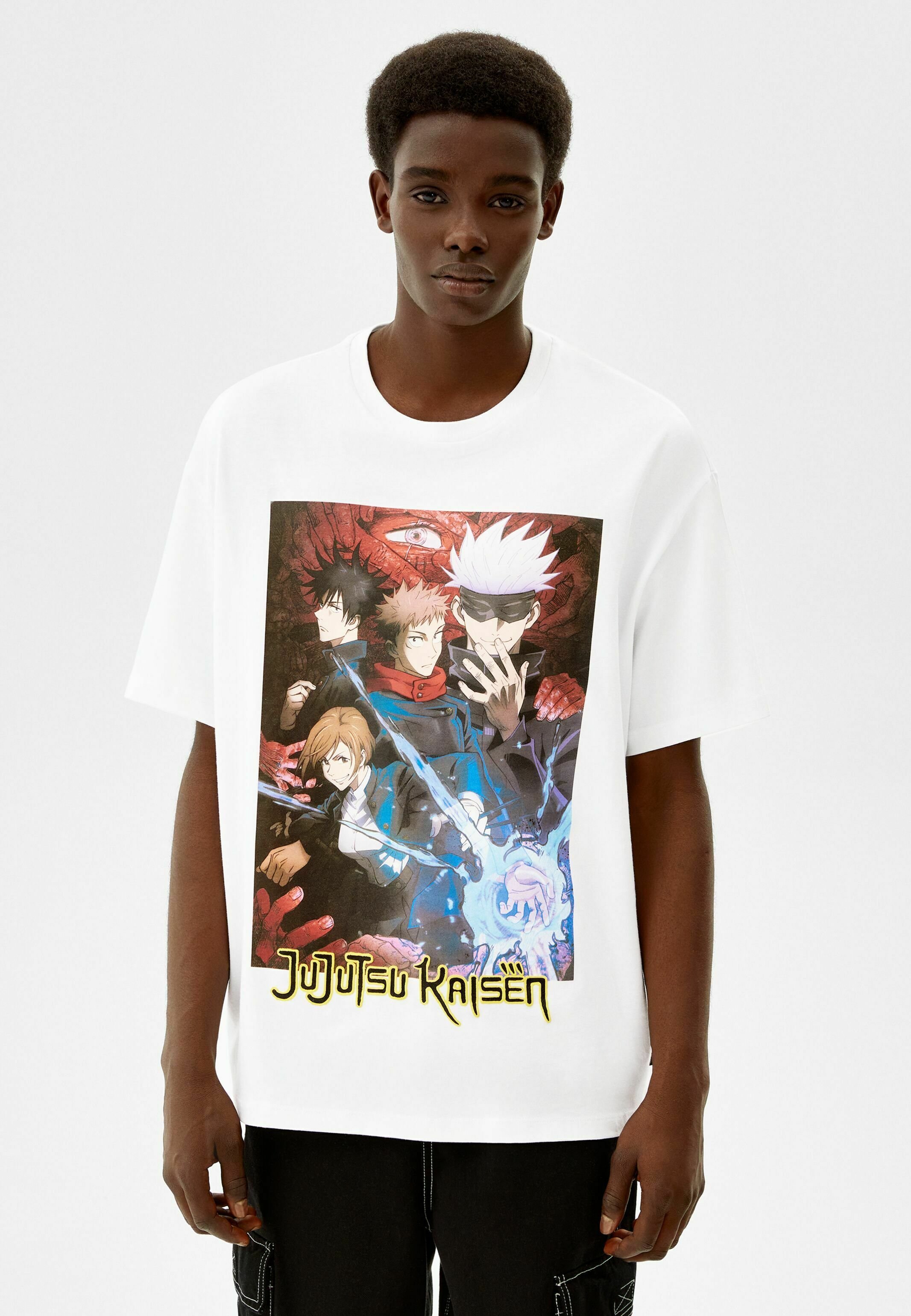 Bershka SHORT SLEEVE WITH JUJUTSU PRINT - T-shirt con stampa - white/bianco  - Zalando.it