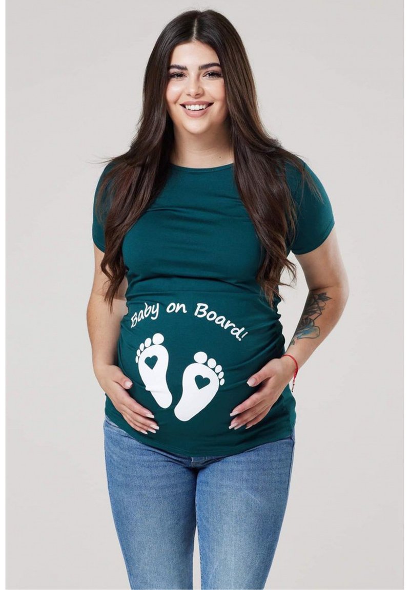 Chelsea Clark LITTLE FEET FUNNY - Trükipildiga T-särk - dark green