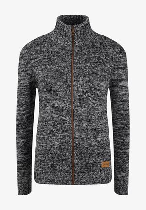 Hallide pruunist nahast logoga kõrge kaelusega hall soe kudumipusa, millel on ees lukuga sulgemine. Omab tekstuuri ja mugavat kangast mustrit.