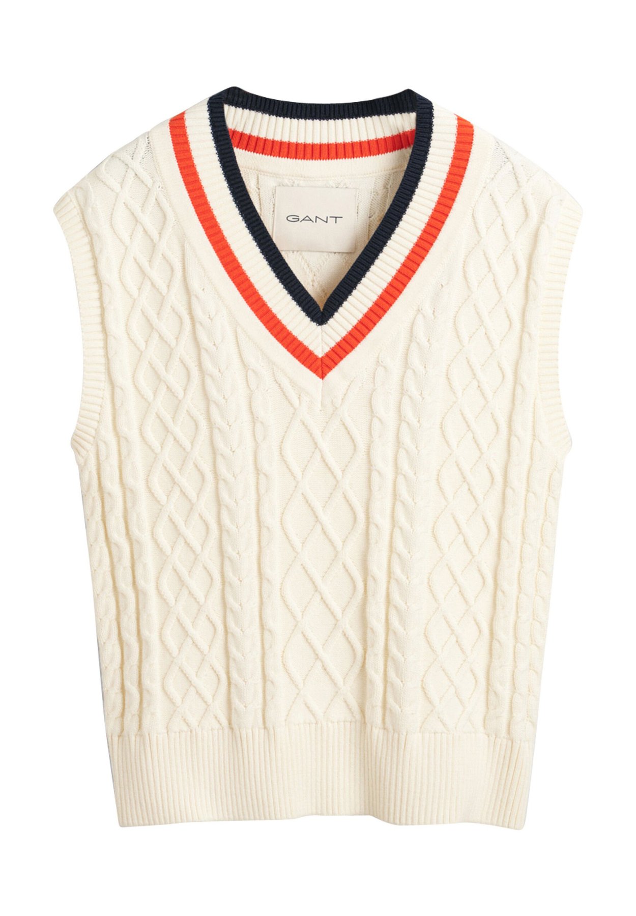 CONTRAST CABLE V-NECK