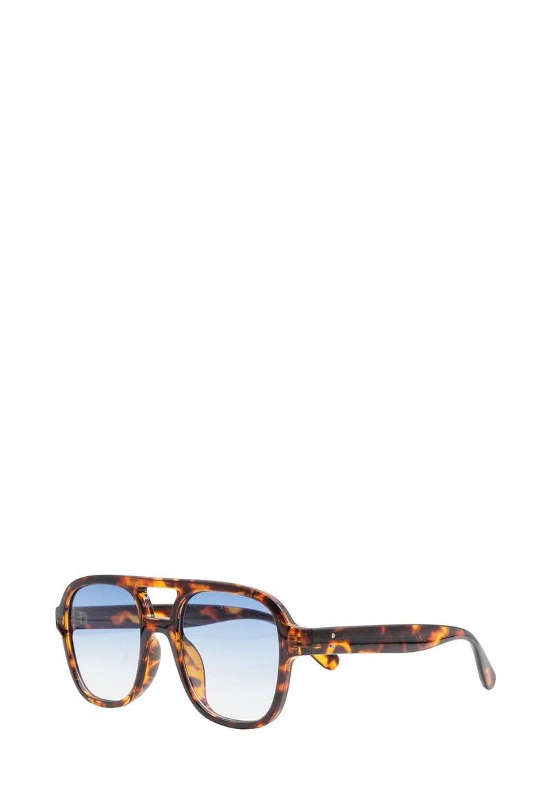OCCHIALI DA SOLE UOMO rettangolare squadrato tartarugato marrone lente azzurra EUR 26,90