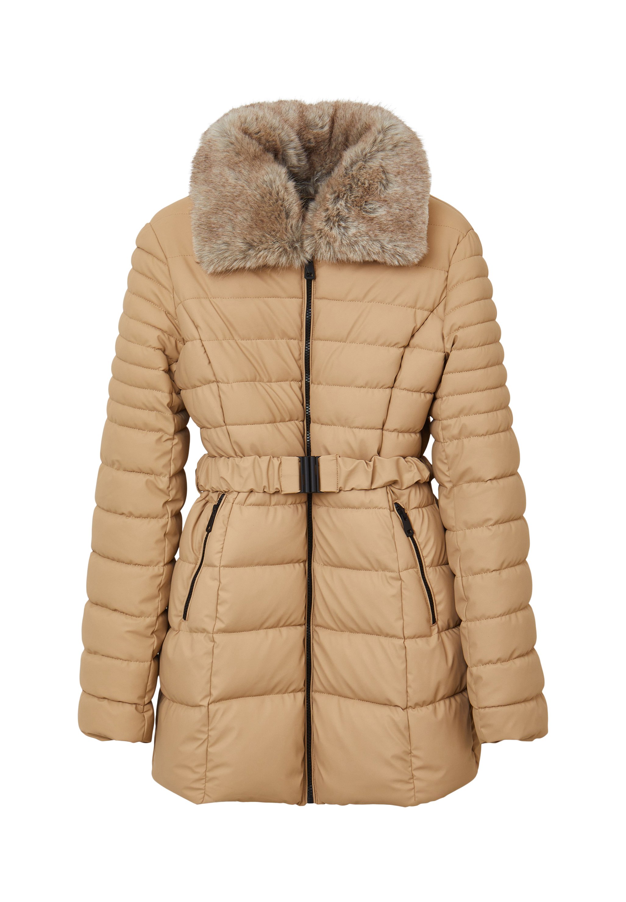 ジャケット・アウター Nicole fur belt jacket & skirt (M) beige ANDMARY】Nicole fur belt jacket