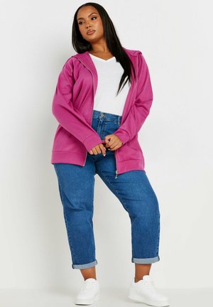 Yours Clothing ZIP THROUGH - Sweater met rits - pink