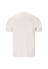 Vit T-shirt med korta ärmar, tillverkad av mjuk bomull. Rund halsringning med jämn yta utan synliga mönster eller detaljer.