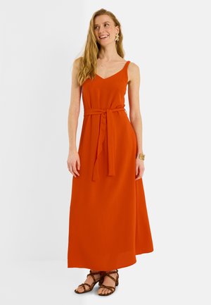 Grain de Malice, ROBE LONGUE UNIE INFROISSABLE À NOUER - Vestido largo - orange