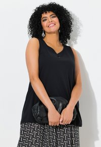 Ulla Popken KEYHOLE CUTOUT SWEETHEART NECKLINE - Top - black