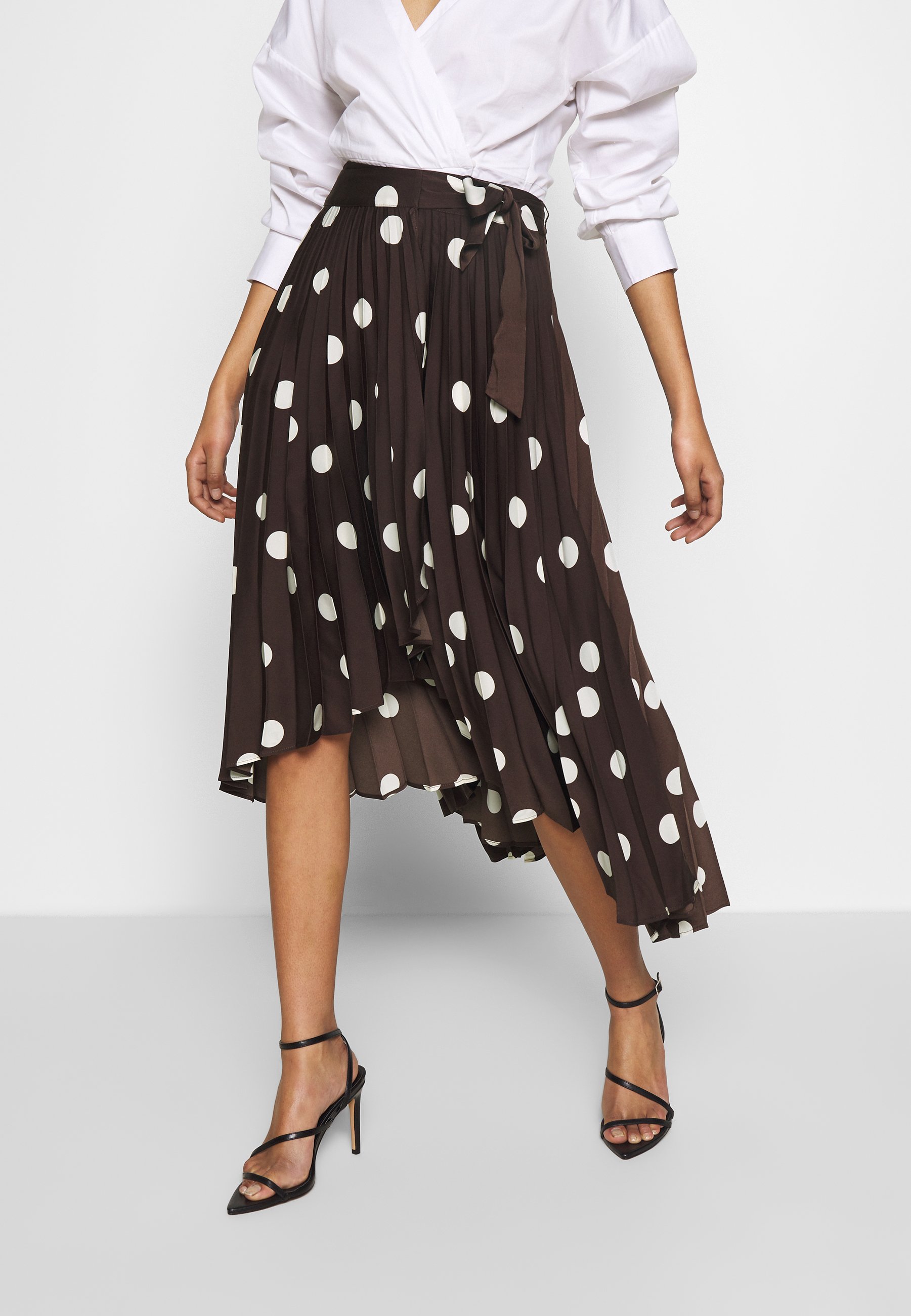 Who What Wear THE PLEATED WRAP MIDI SKIRT A linjekjol Who What Wear THE WRAP MIDI SKIRT A linjekjol black