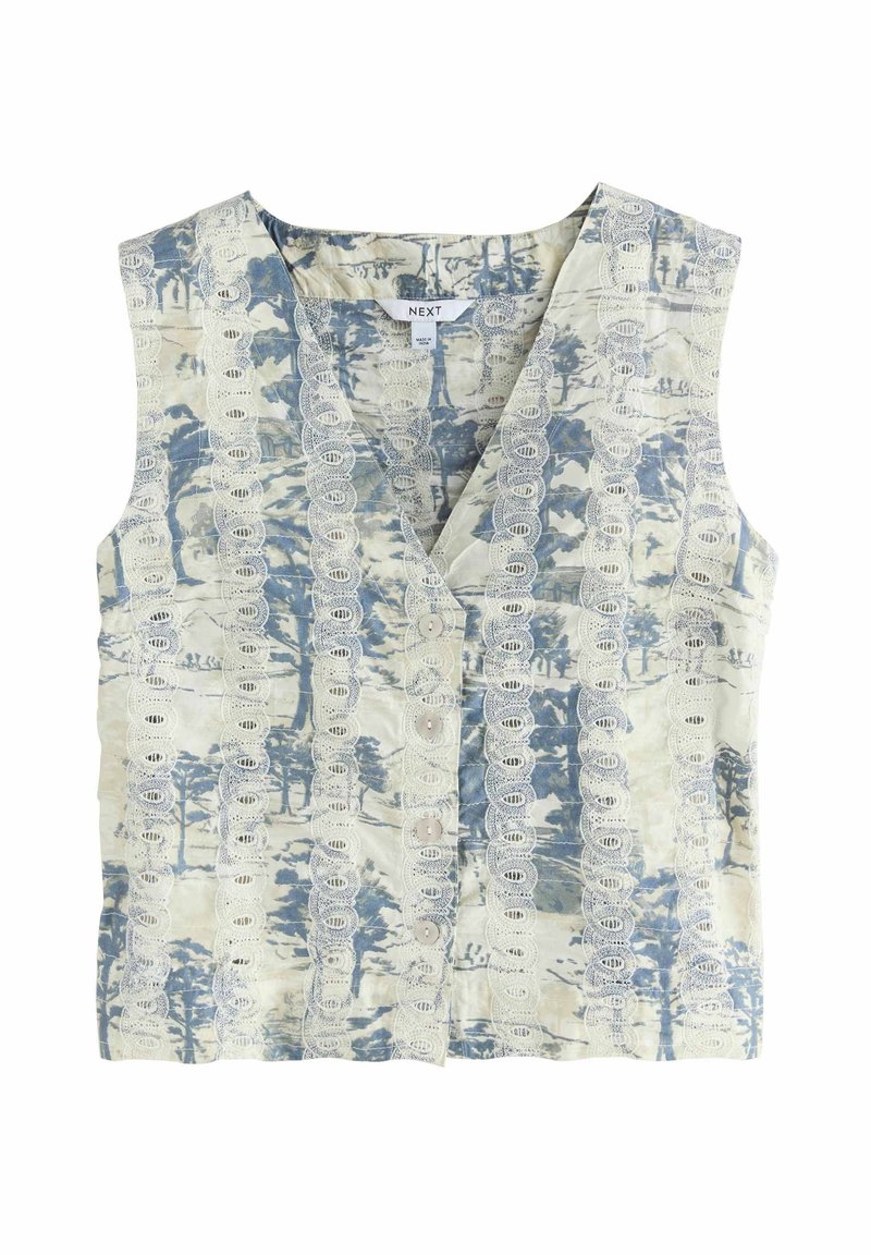 Next REGULAR FIT - BRODERIE - Vestă - white blue scenic print