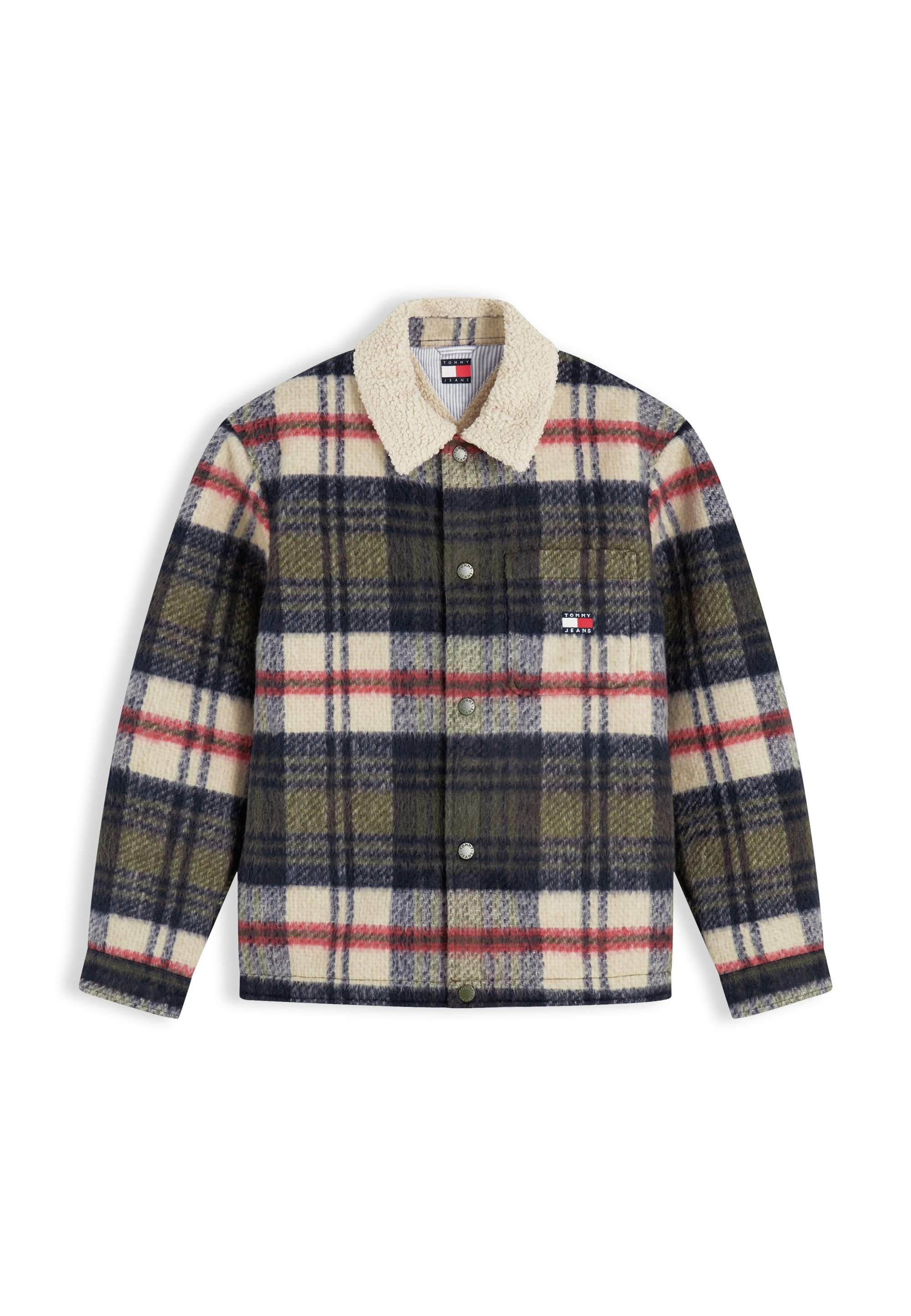 Tommy Jeans 테디 라이닝 브러시드 플란넬 오버사이즈 자켓